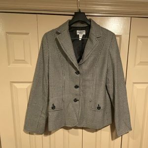 Tall Pendleton Black White Houndstooth Wool Suit Jacket